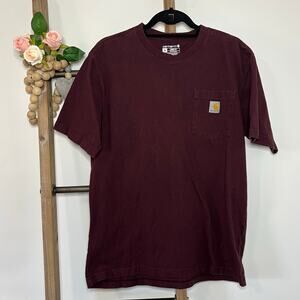 Carhartt Mens Short Sleeve Maroon Loose Fit‎ T Shirt Size Medium
